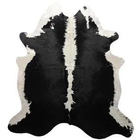 Black w/ White Belly & Spine Cowhide Rug