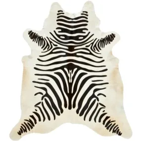 Black Zebra Stencil on Off-White Cowhide