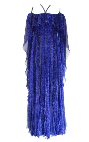 Blue Silk Ball Cape Gown