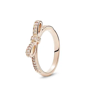 Bow 14k Rose Gold-plated ring with cubic zirconia