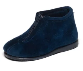 Cienta Navy Velour Zip Slipper