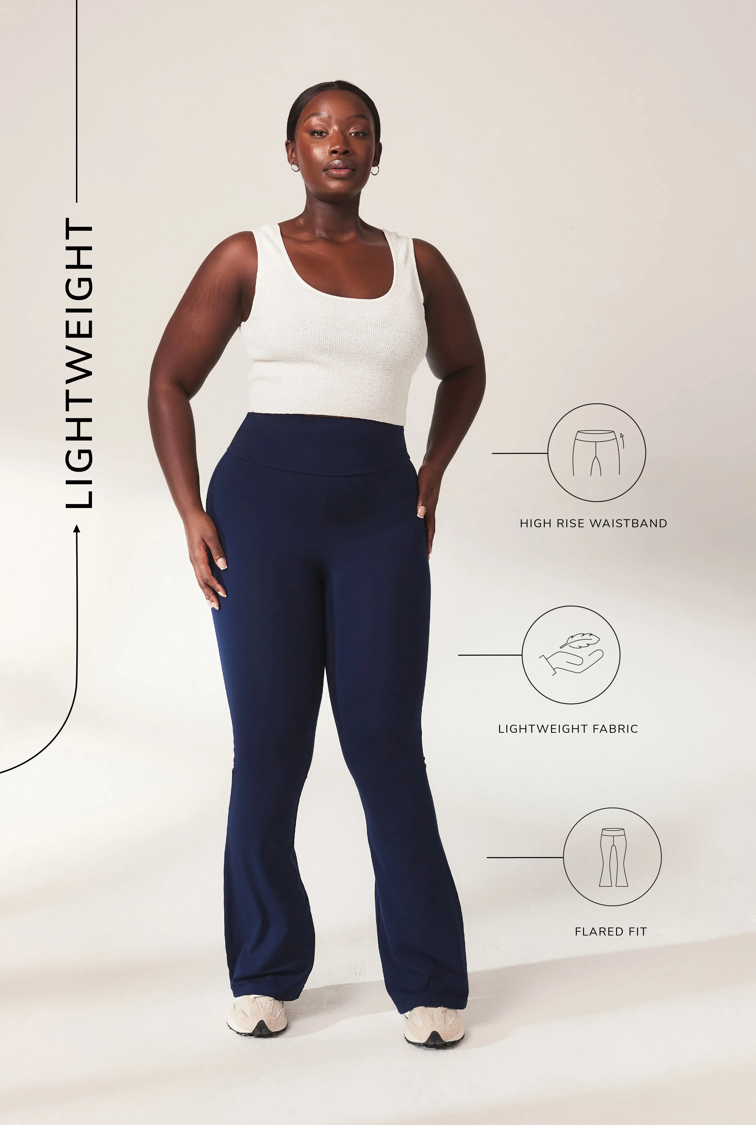 Curve lightweight Flare Leggings - Navy