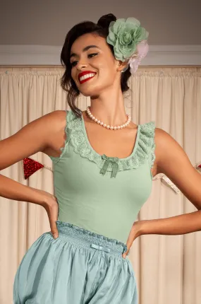 D'Amour Follies Madam Ruffle Singlet (Sage Green)