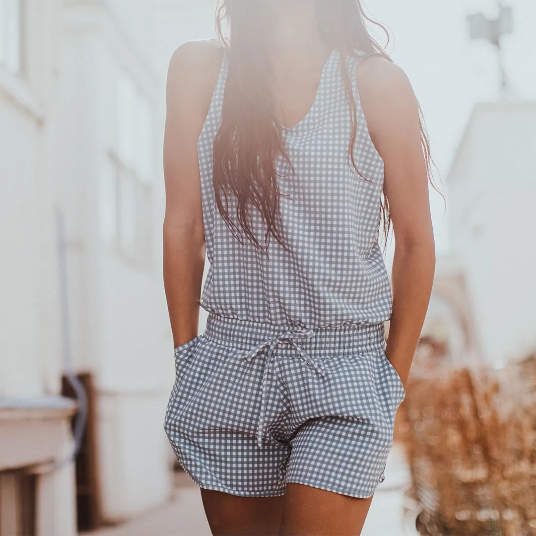 Dusk Check Tank Romper