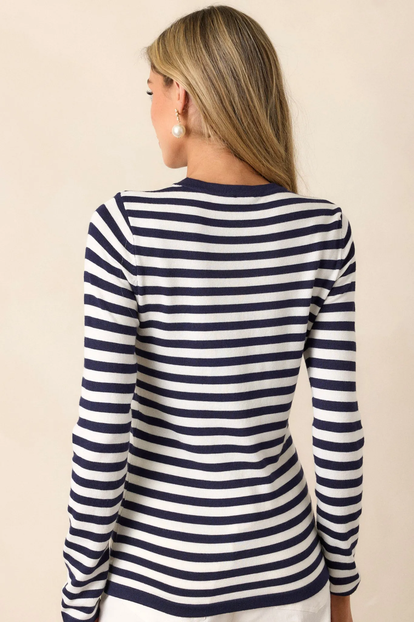 Endless Road Navy Stripe Long Sleeve Top