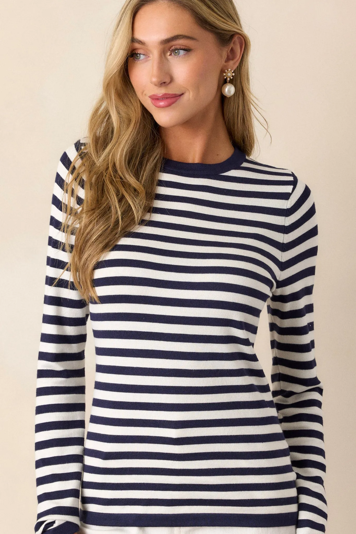 Endless Road Navy Stripe Long Sleeve Top