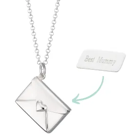 Engraved Silver Envelope Necklace with Insert