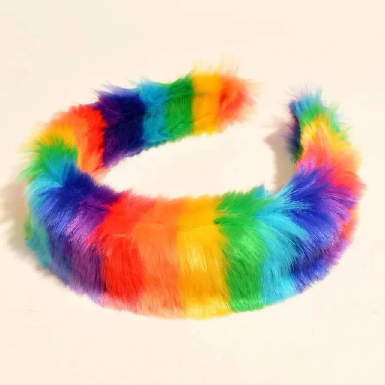 Fuzzy Rainbow Headband - Handmade Headpiece, Rainbow Headpiece, Fuzzy Headband, PRIDE Headband