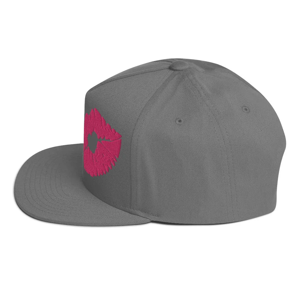 Kiss Lips Flat Bill Cap