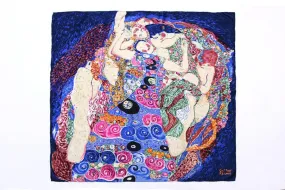 Large Square Silk Scarf 36x36" (90x90cm) Blue Theme Classic Painting SZD033