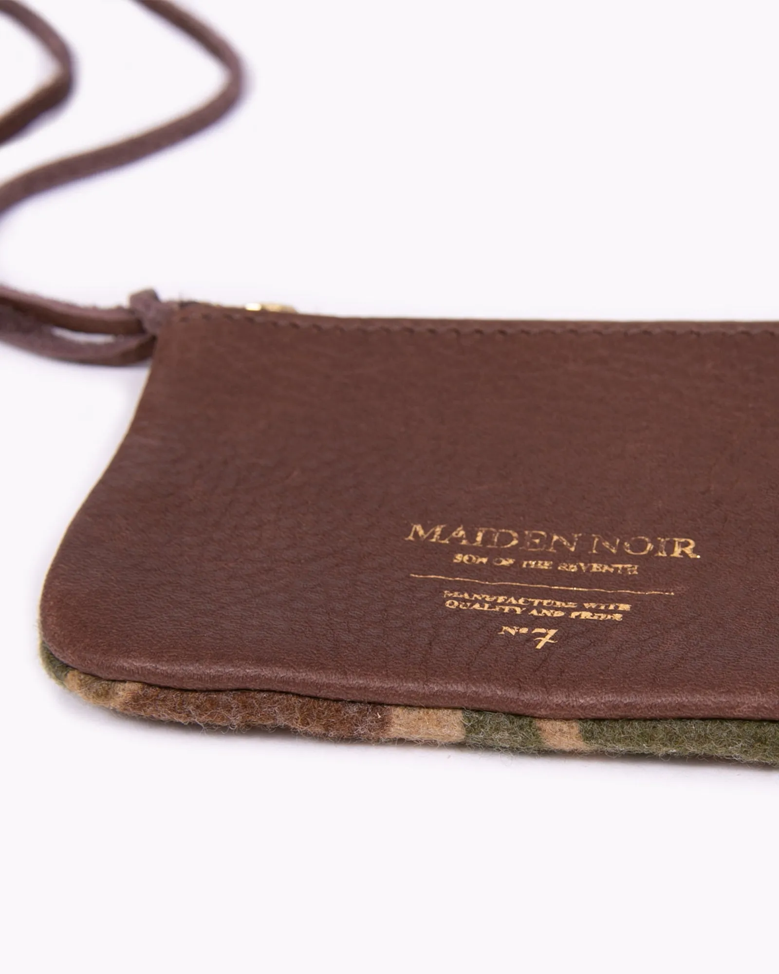 Leather/Wool Coin Purse - Dark Brown/Olive Camo