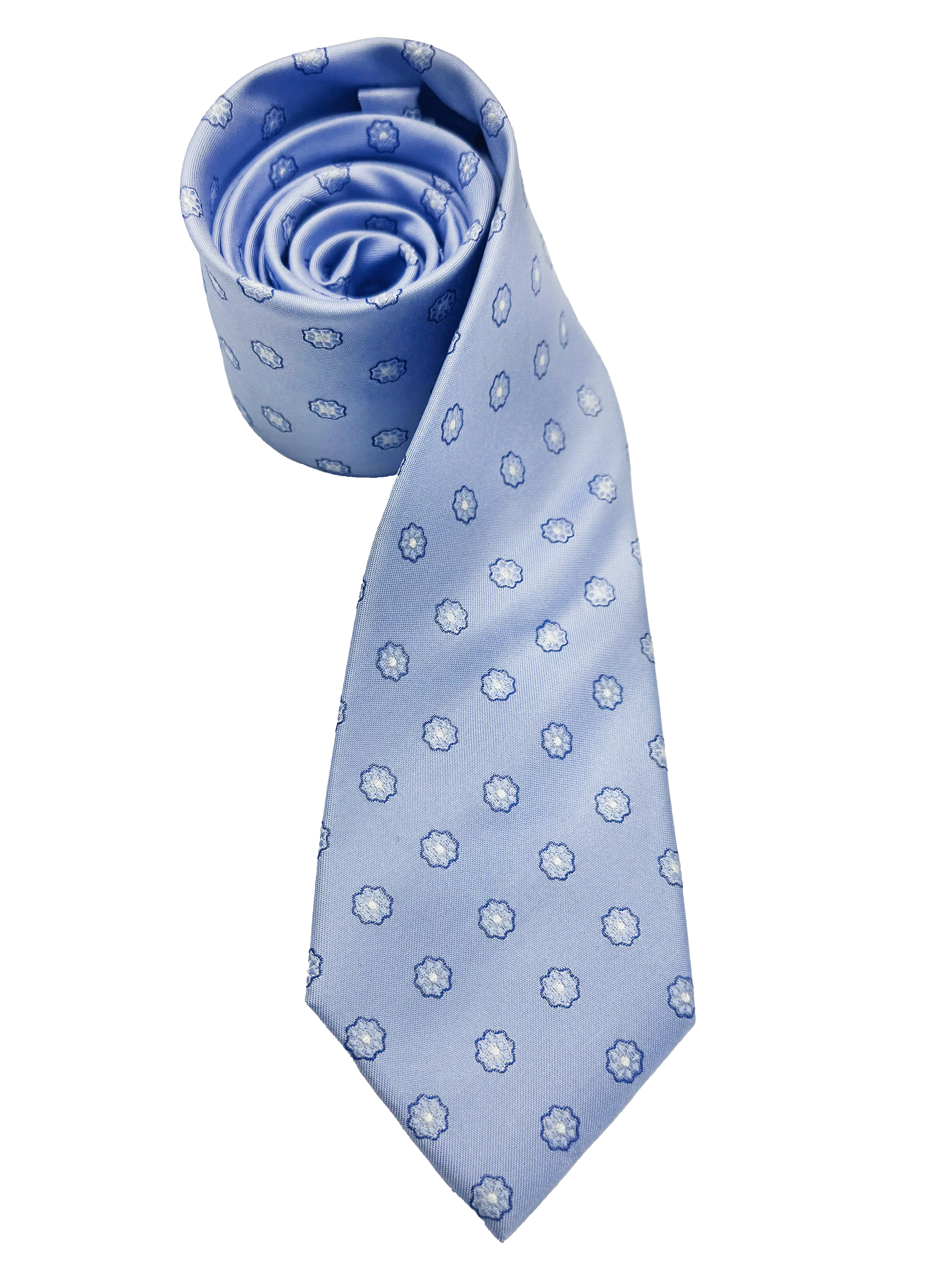 Light Blue Floral Print Silk Tie