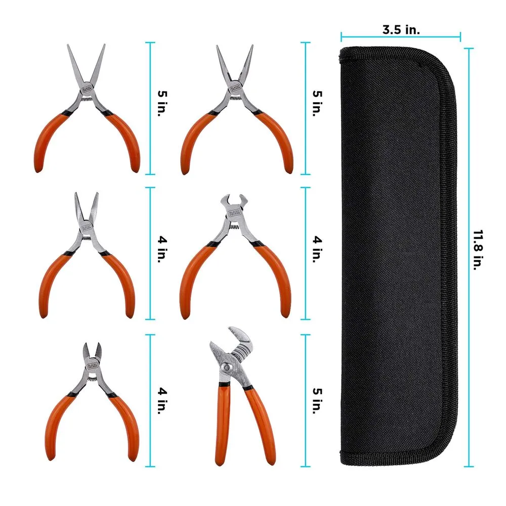 Mini Plier Set, 6-Piece, Easily Bend & Cut Wires