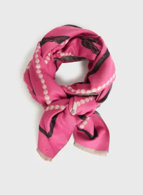 Pearl Bow & Rose Motif Scarf