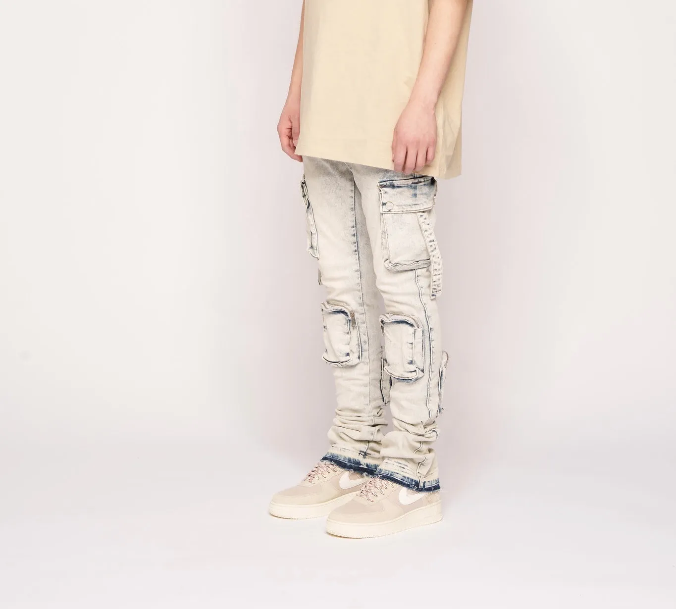 Pheelings - Never Look Back Cargo Flare Stack Denim